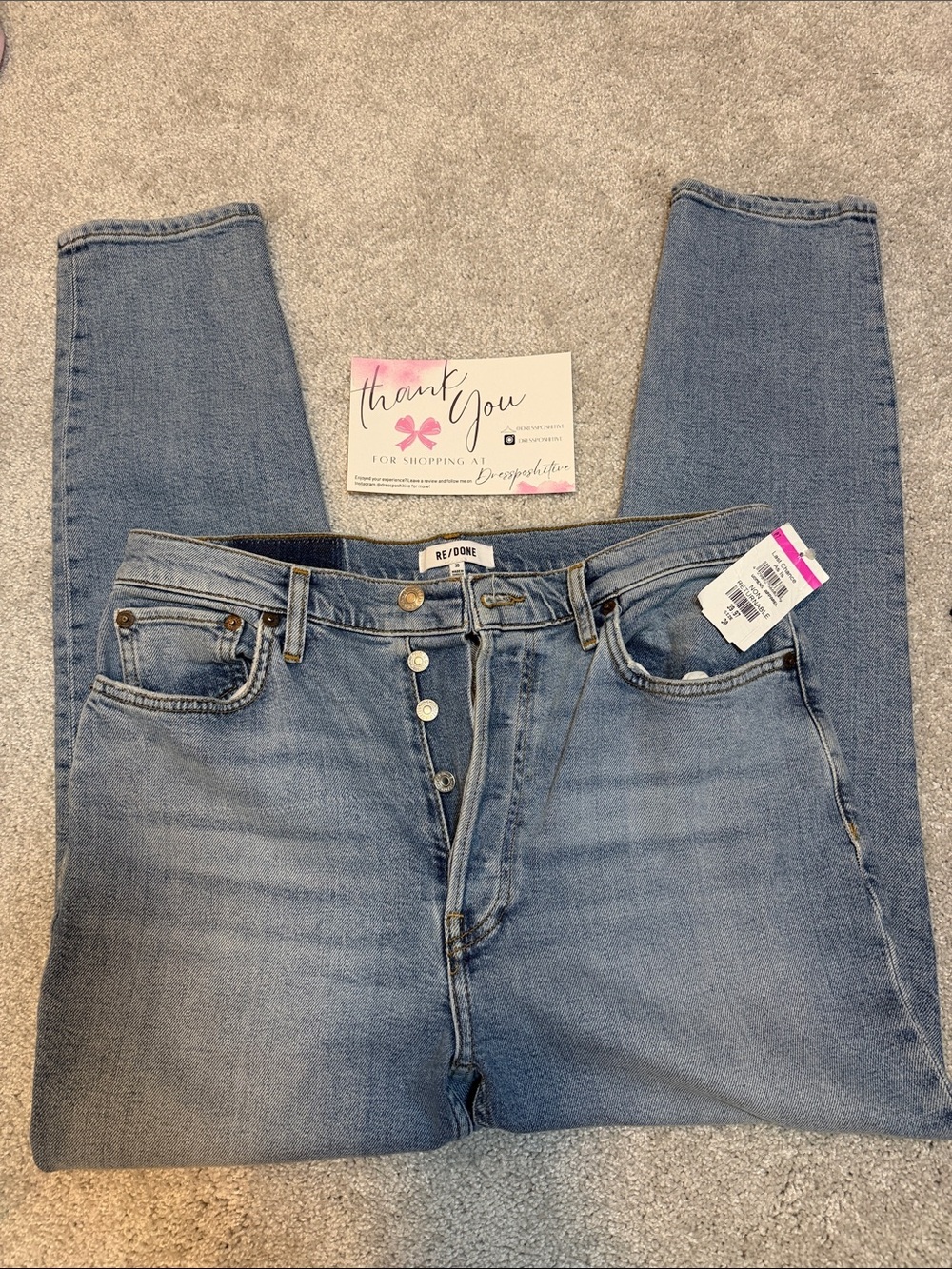 Re/Done 90s Highrise Ankle Crop Jeans in Light Blue Wash NEW w/tags - Picture 2 of 8